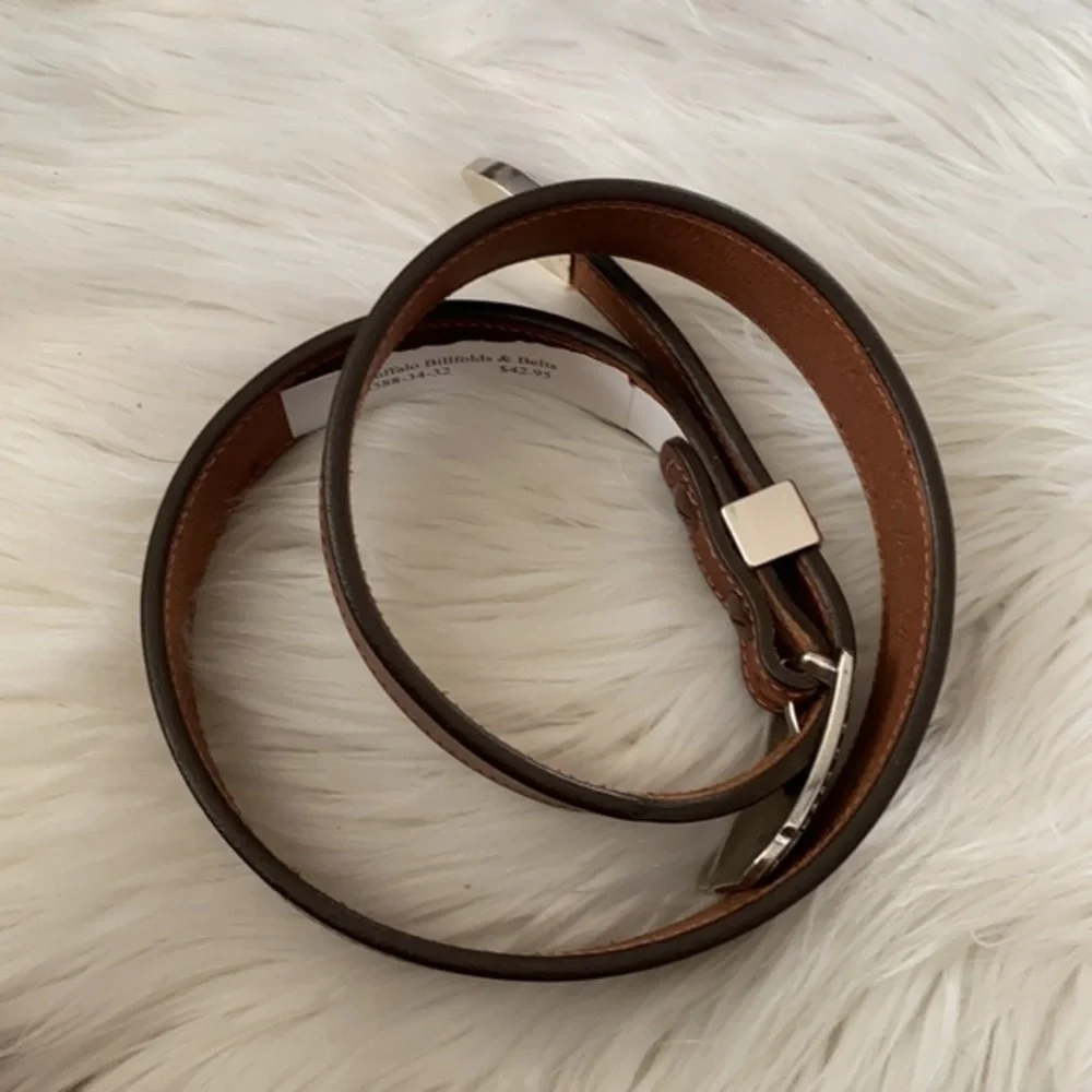 💛 Buffalo billfolds leather belt silver buckle